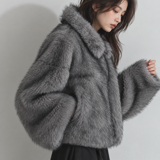 ミックスフェイクファー ショートブルゾン【予約商品】