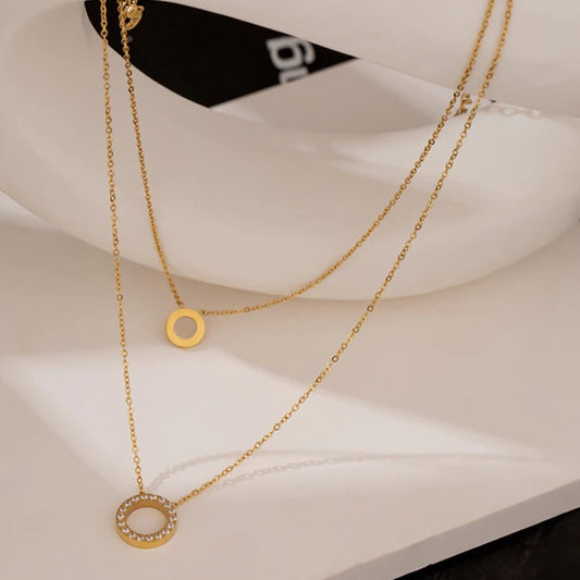 Double ring necklace gold [Fast delivery]