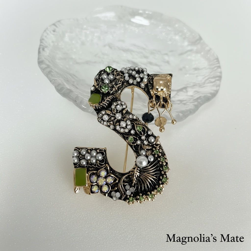 イニシャルS ブローチ【在庫限り】