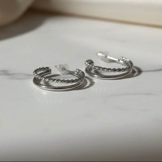ダブルツイストフープピアス【スピード配送】