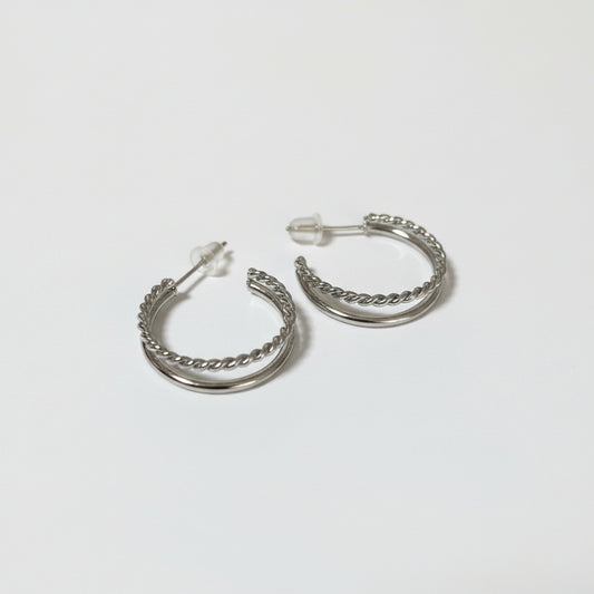 ダブルツイストフープピアス【スピード配送】