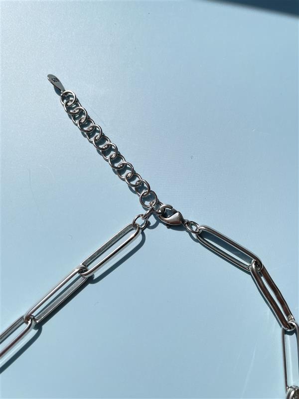 Pearl chain necklace silver [Fast delivery]