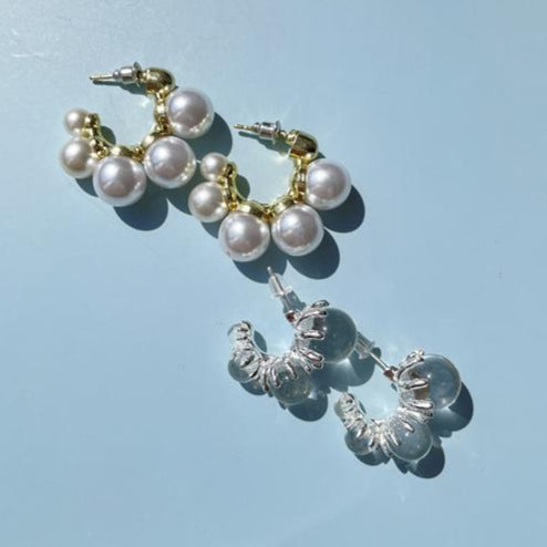 Elegant Bubble Earrings Clear/Pearl [Fast Shipping]