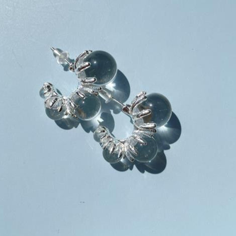 Elegant Bubble Earrings Clear/Pearl [Fast Shipping]