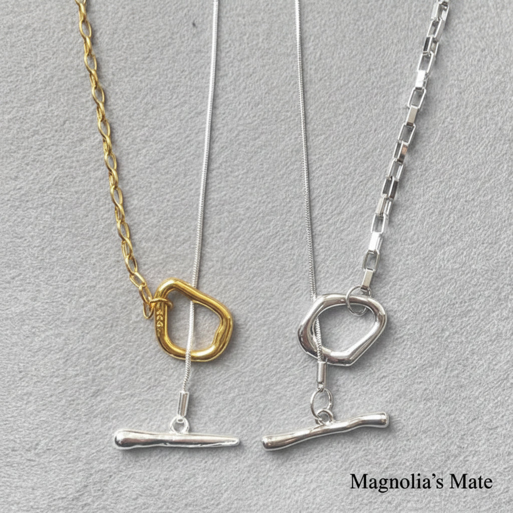 Multi Snake &amp; Chain Necklace Silver [Fast Shipping]