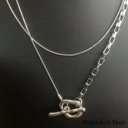Multi Snake &amp; Chain Necklace Silver [Fast Shipping]