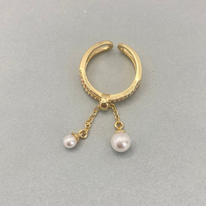 Ribbon Pearl Ring Gold [Fast Shipping]