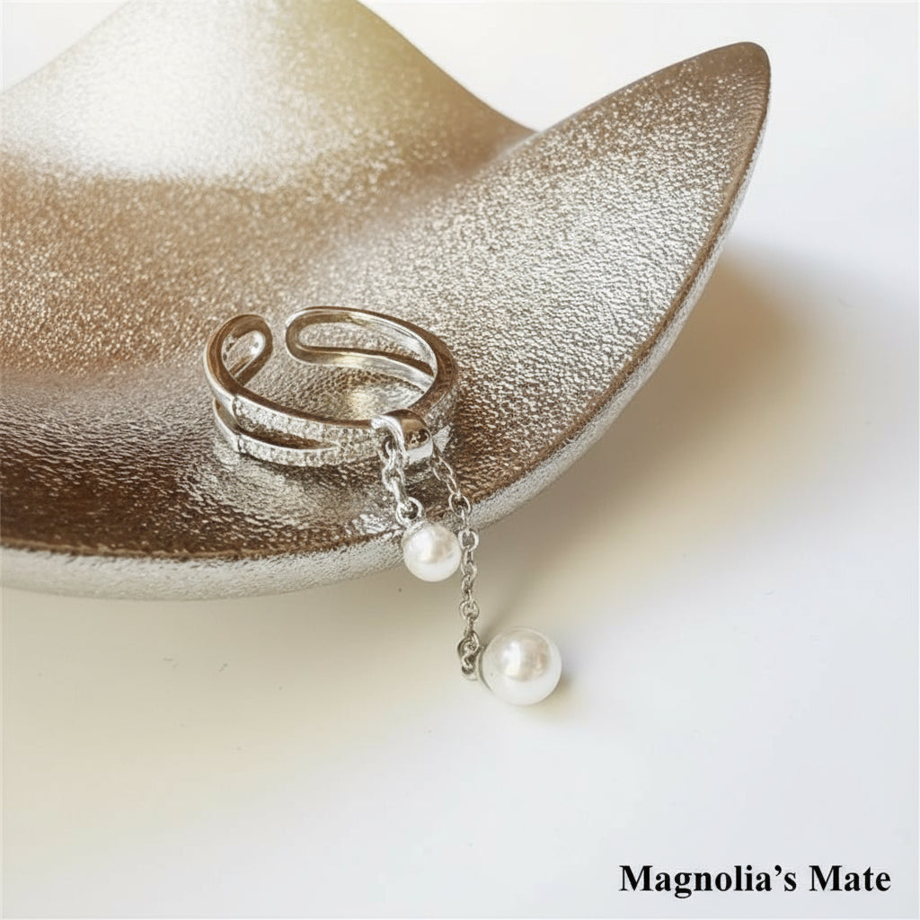 Ribbon Pearl Ring Gold [Fast Shipping]