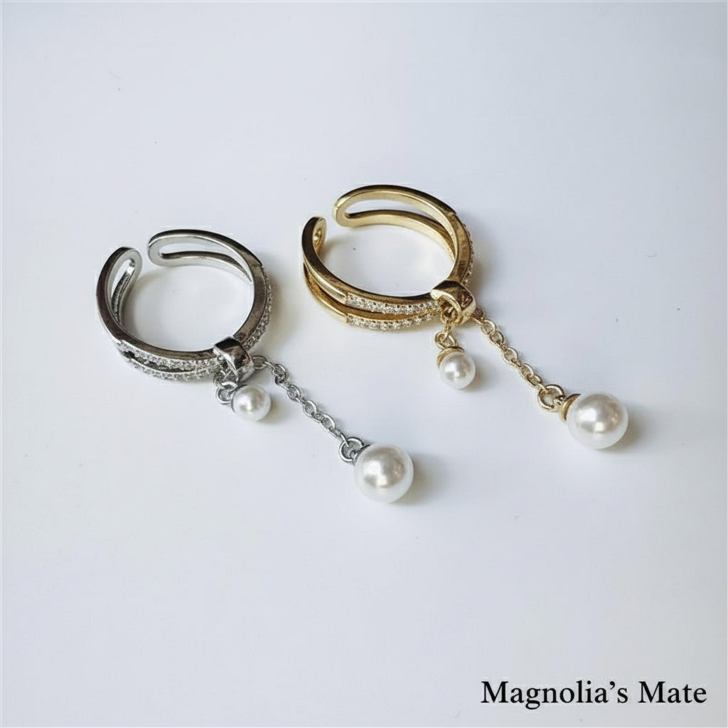 Ribbon Pearl Ring Gold [Fast Shipping]