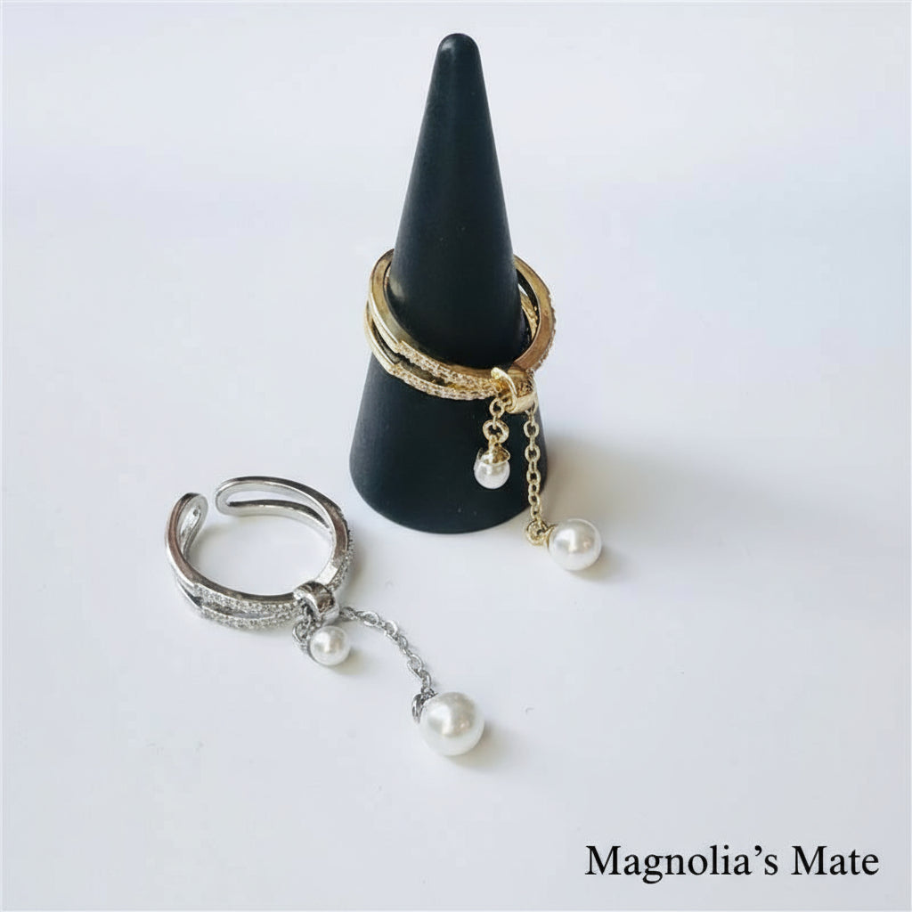 Ribbon Pearl Ring Gold [Fast Shipping]