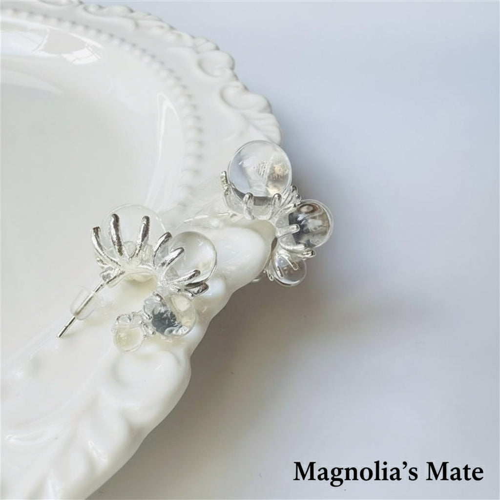 Elegant Bubble Earrings Clear/Pearl [Fast Shipping]