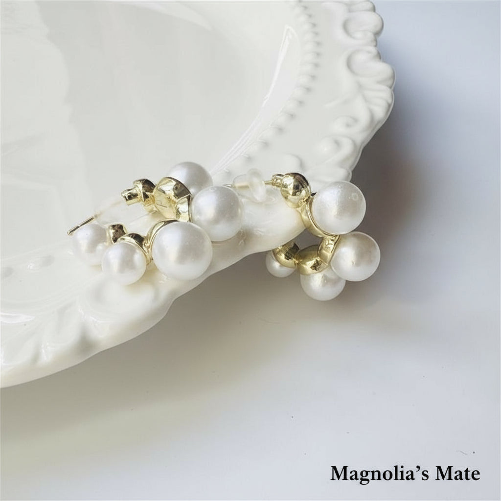 Elegant Bubble Earrings Clear/Pearl [Fast Shipping]