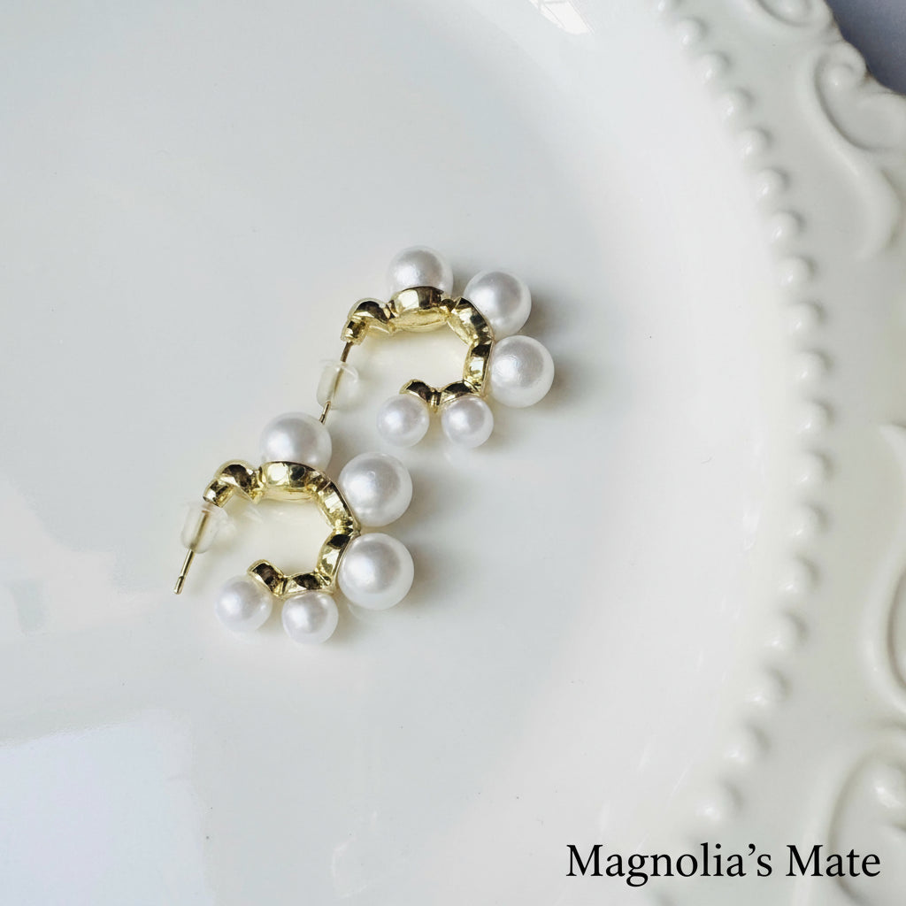 Elegant Bubble Earrings Clear/Pearl [Fast Shipping]