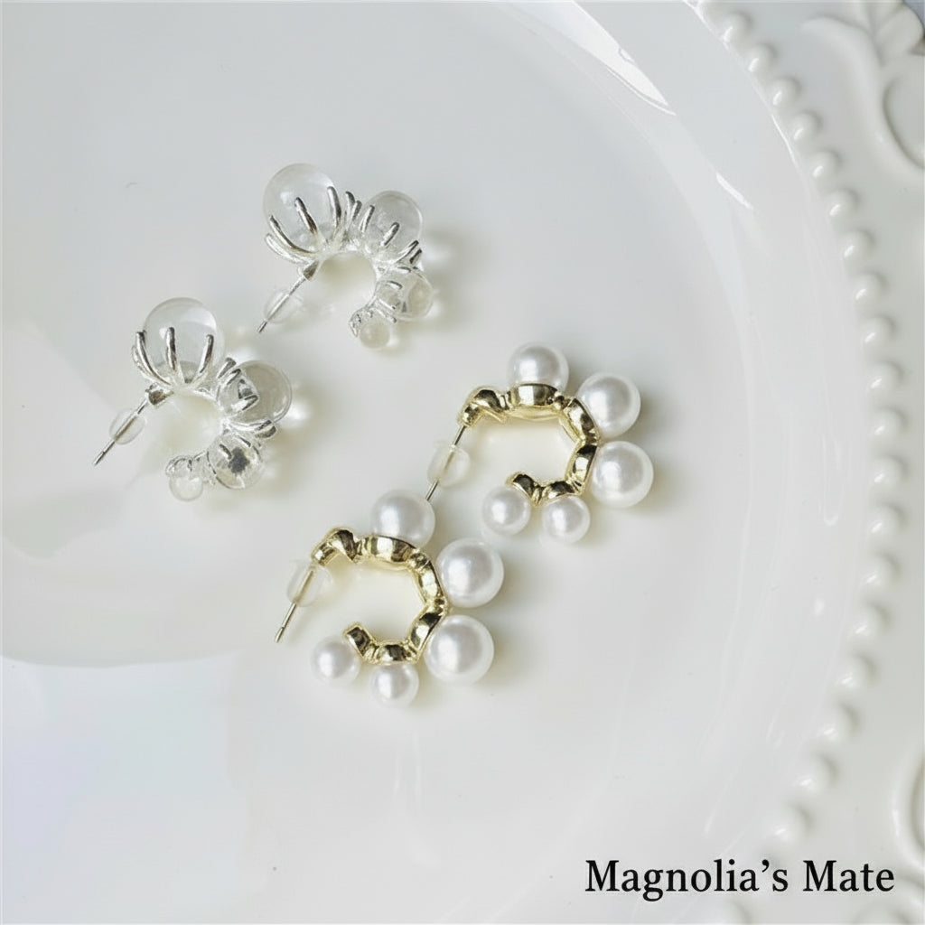 Elegant Bubble Earrings Clear/Pearl [Fast Shipping]