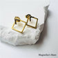 Square earrings silver gold [Fast delivery]