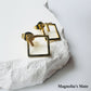 Square earrings silver gold [Fast delivery]