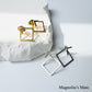 Square earrings silver gold [Fast delivery]