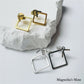 Square earrings silver gold [Fast delivery]