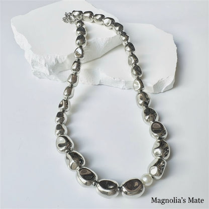 Stardust Metallic Silver Necklace 2 Types [Fast Shipping]