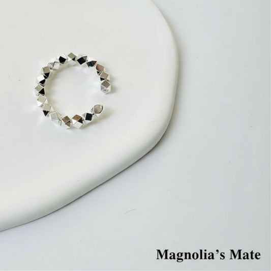 Edge Stud Silver Ring Silver [Fast Shipping]