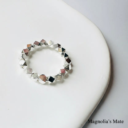 Edge Stud Silver Ring Silver [Fast Shipping]