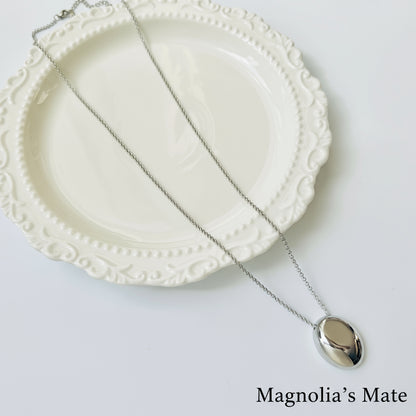 Oval one-point necklace gold/silver [Fast delivery]