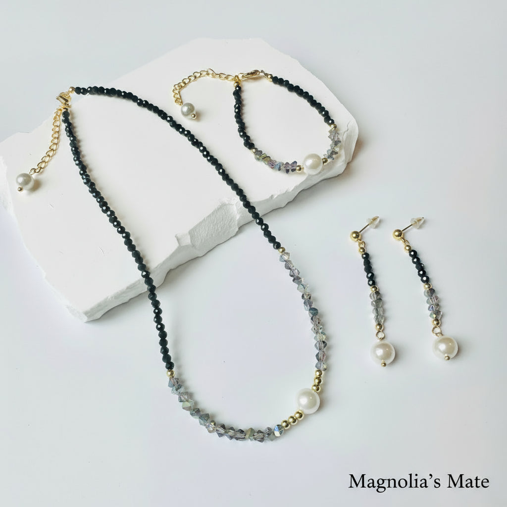 ブラックシャイン　ピアス・ネックレス・ブレスレット【スピード配送】　