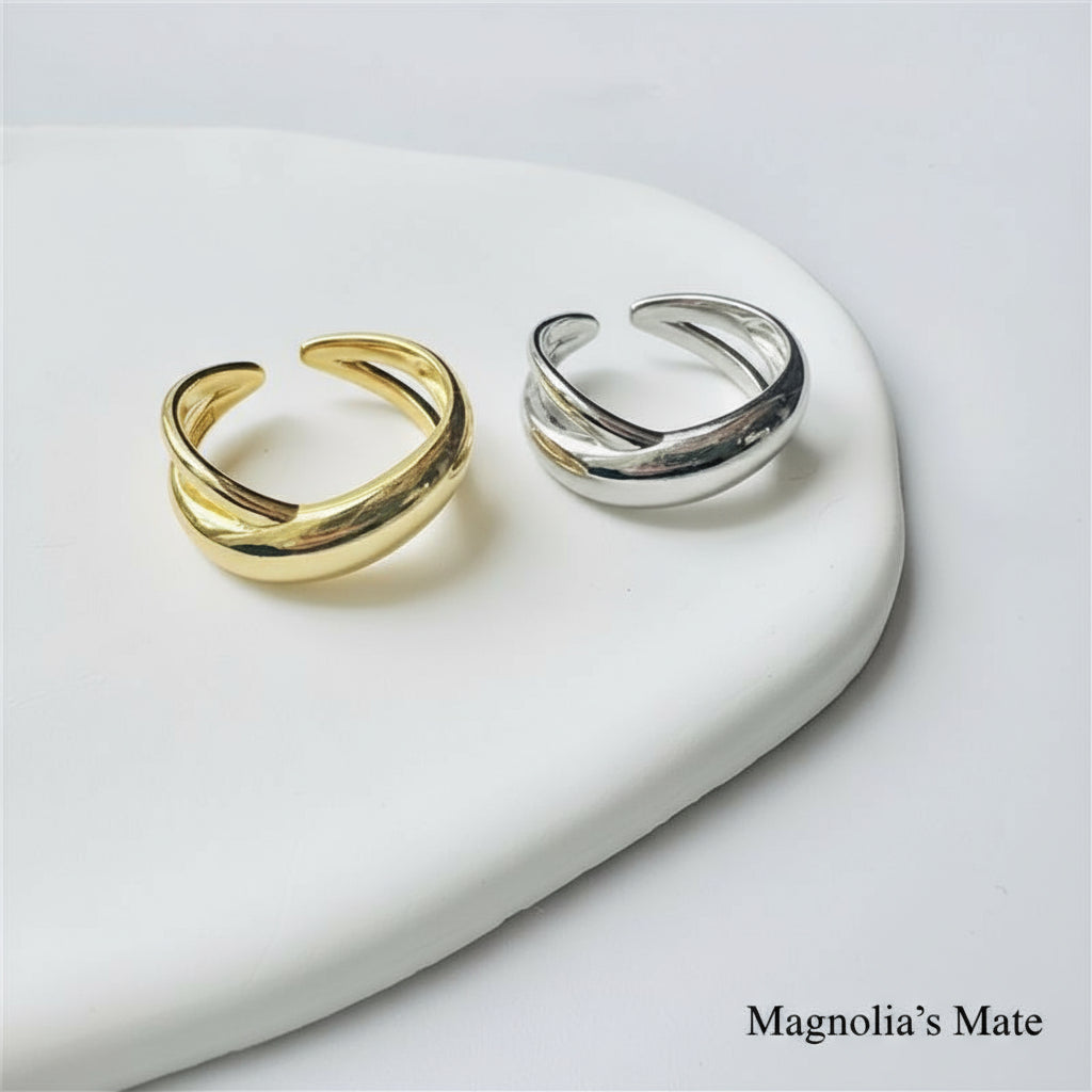 Cross Drop Form Ring Gold/Silver [Fast Shipping]