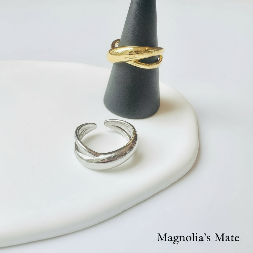 Cross Drop Form Ring Gold/Silver [Fast Shipping]