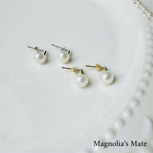 クラシカルオーバルパールピアス　ゴールド/シルバー　【予約商品】