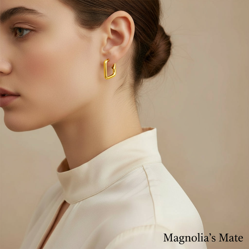 Distorted Hoop Earrings Silver [Fast Shipping]