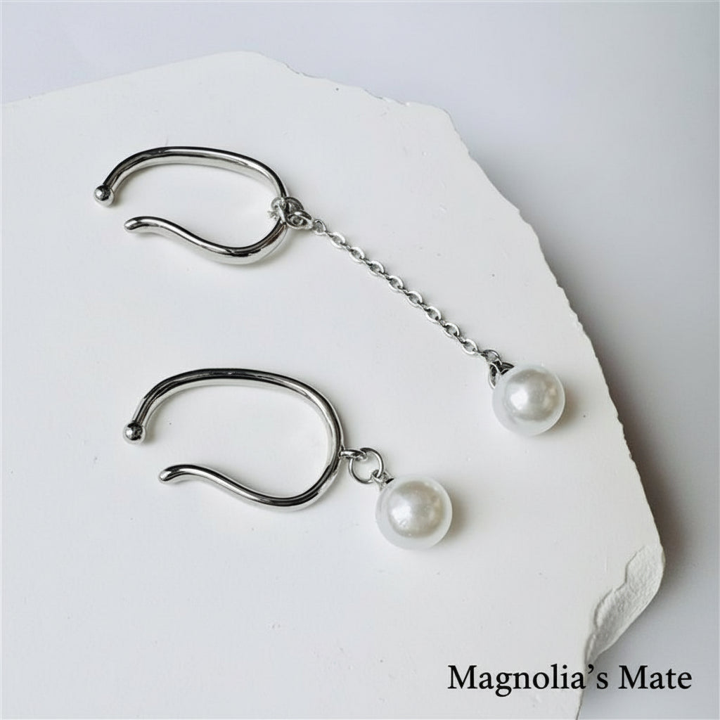 Swing Pearl Ear Cuff 2style Gold [Fast Shipping]