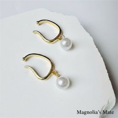 Swing Pearl Ear Cuff 2style Gold [Fast Shipping]
