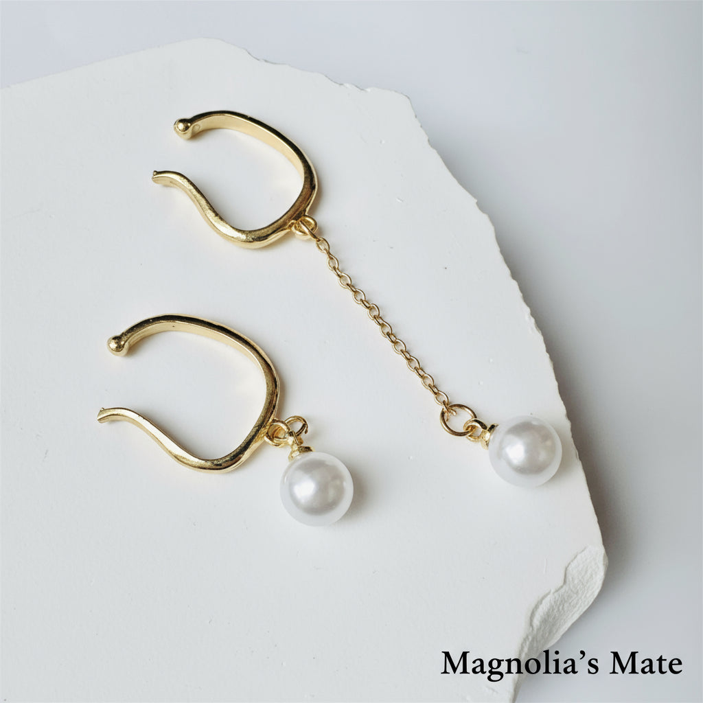 Swing Pearl Ear Cuff 2style Gold [Fast Shipping]