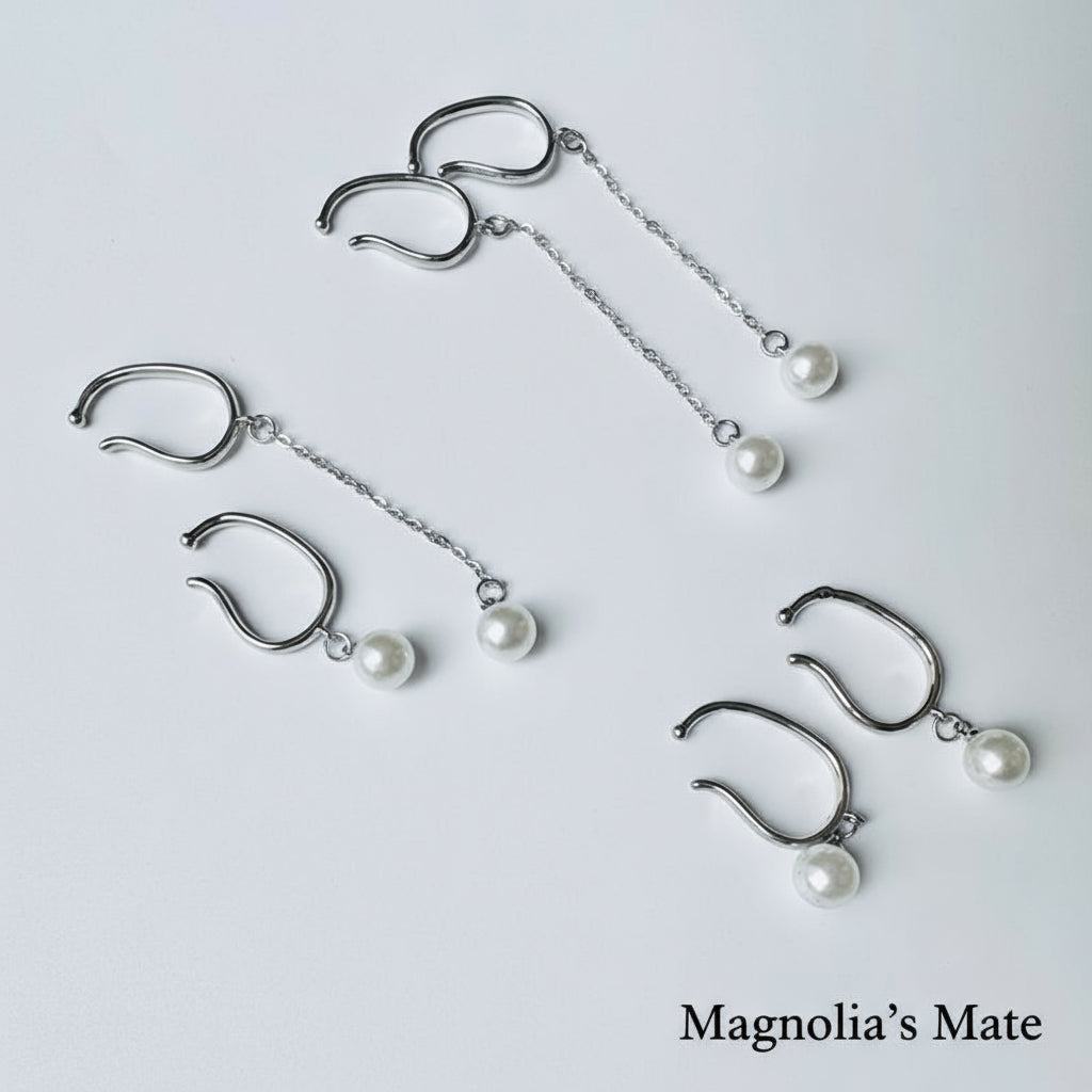 Swing Pearl Ear Cuff 2style Gold [Fast Shipping]