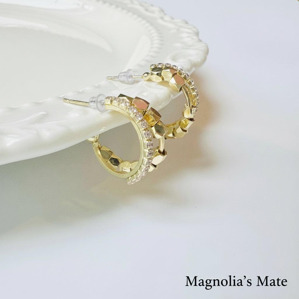 ラグジュアリーミラーフープピアス　ゴールド【スピード配送】