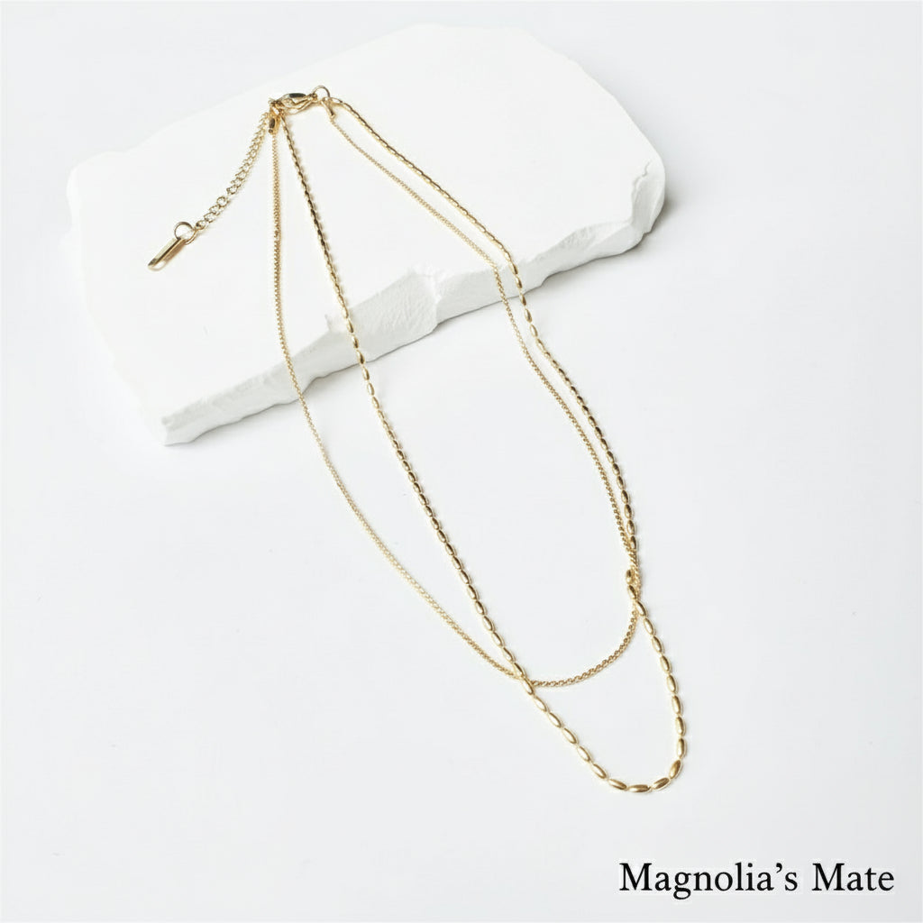Layered delicate chain necklace gold [Fast delivery]