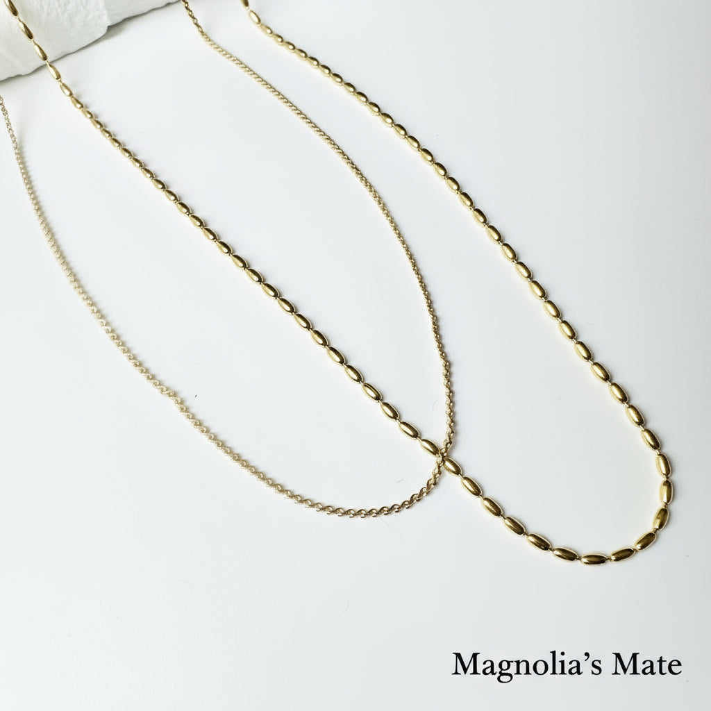 Layered delicate chain necklace gold [Fast delivery]