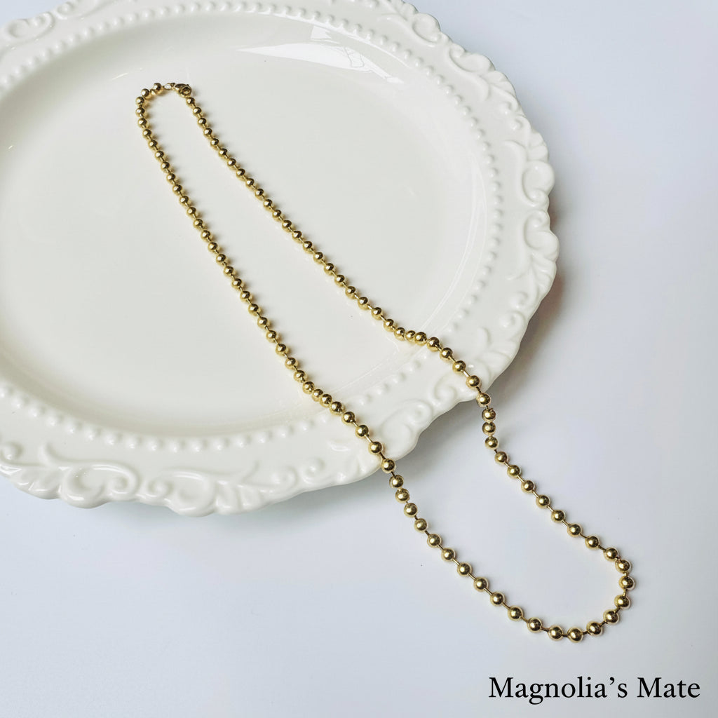 Middle Ball Chain Necklace Gold/Silver [Fast Shipping]