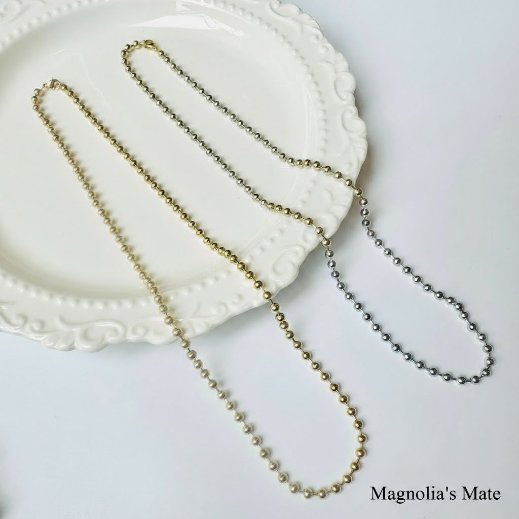 Middle Ball Chain Necklace Gold/Silver [Fast Shipping]