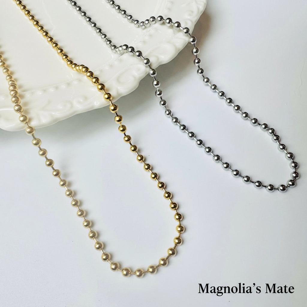 Middle Ball Chain Necklace Gold/Silver [Fast Shipping]