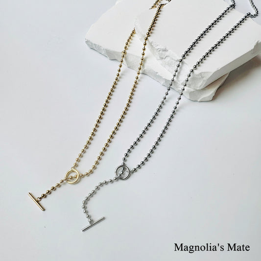 アジャストボールチェーン3wayロングネックレス　ゴールド/シルバー 【予約商品】