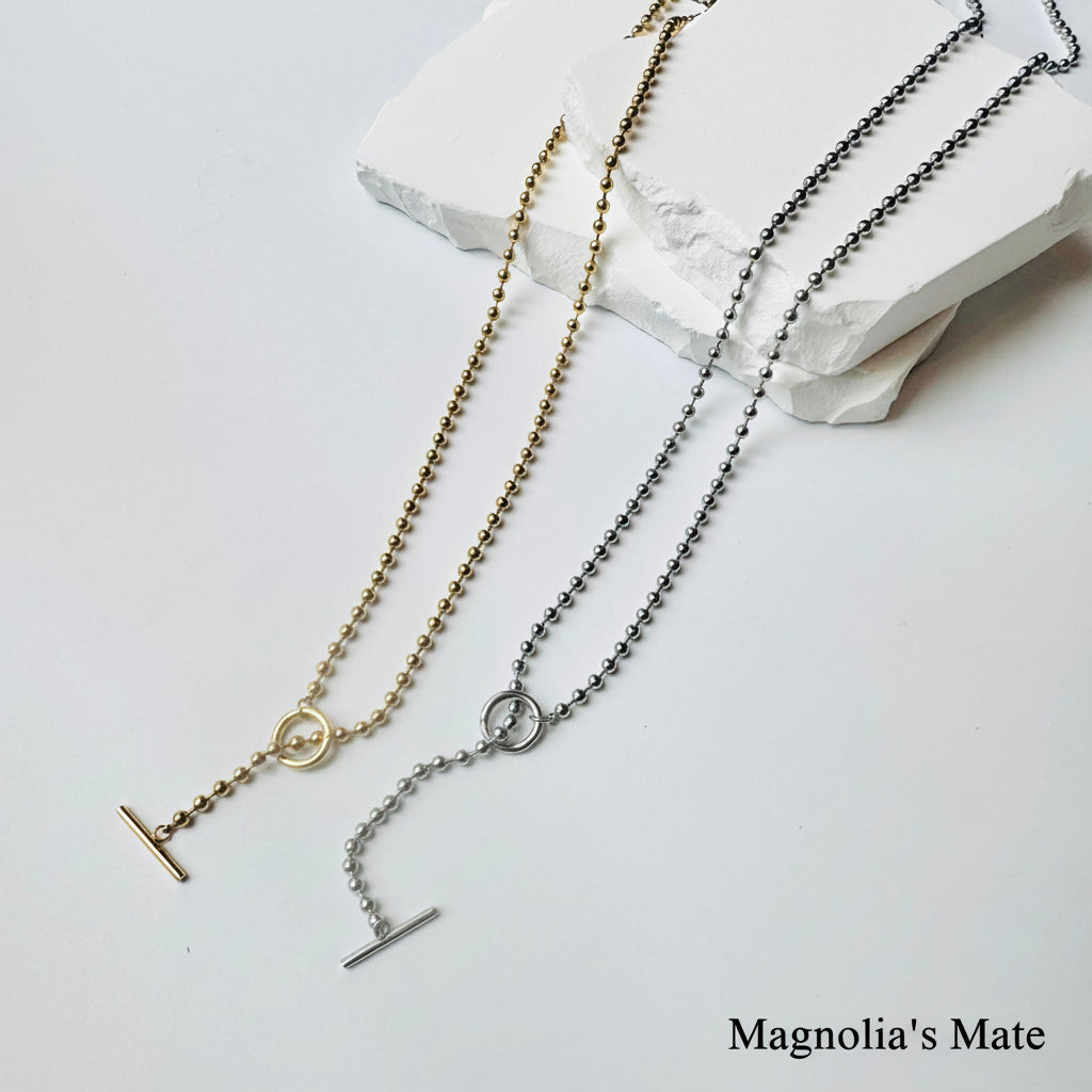 Adjustable Ball Chain 3-way Long Necklace Gold/Silver [Fast Shipping]