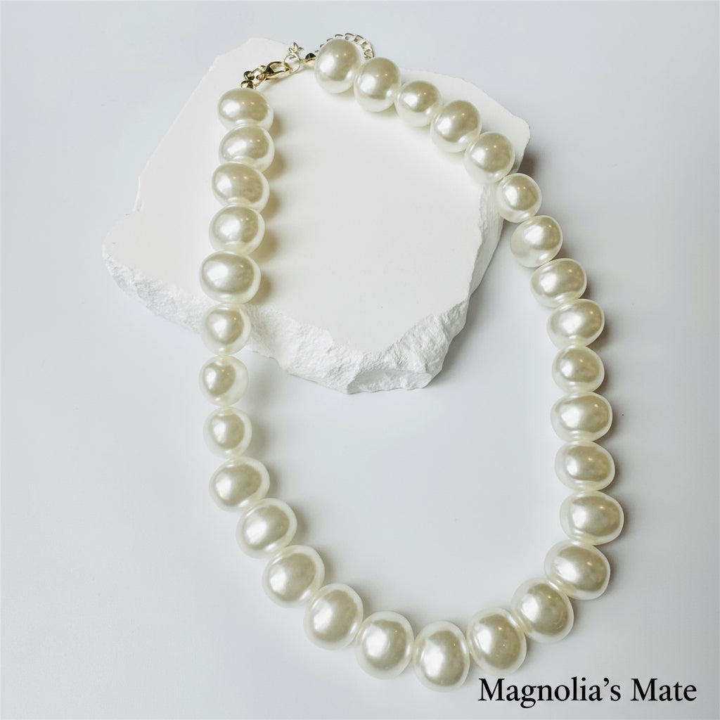 大粒フレンチパール　チョーカー/ピアス　【スピード配送】