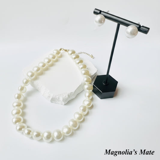 Large French pearl choker/earrings [Fast delivery]