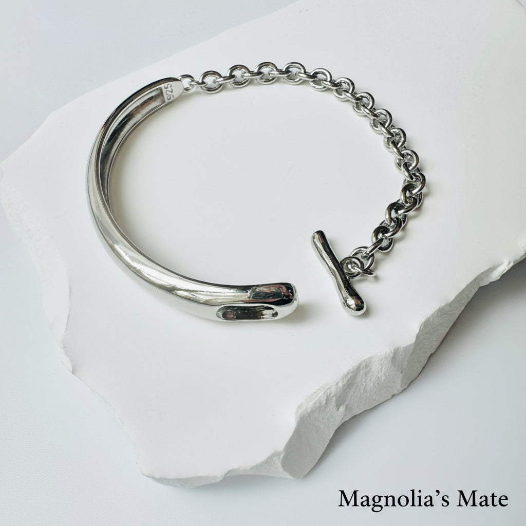 Half Chain Curve Bracelet Silver [Fast Shipping]