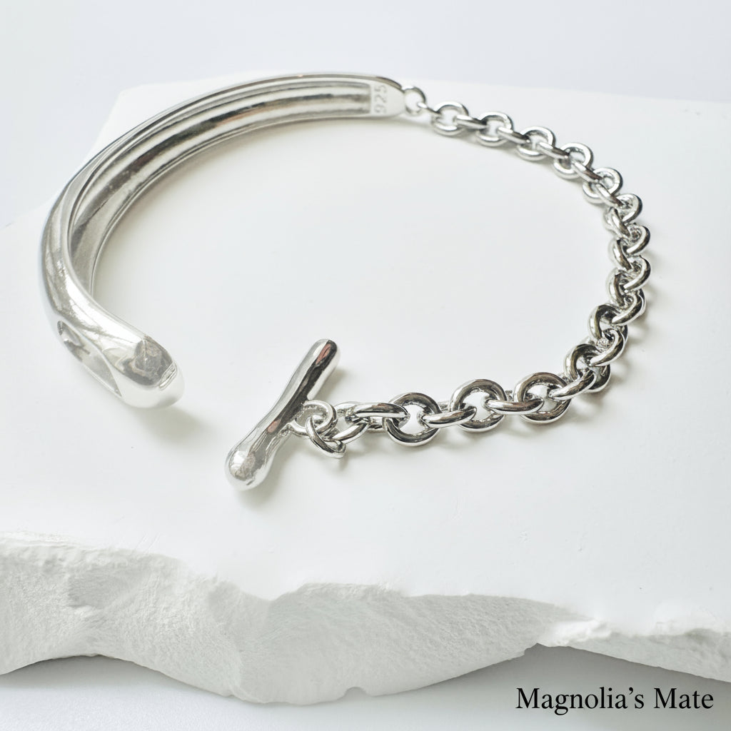 Half Chain Curve Bracelet Silver [Fast Shipping]