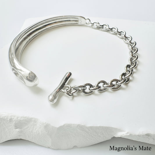 Half Chain Curve Bracelet Silver [Fast Shipping]
