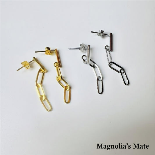 ロングチェーンピアス　ゴールド/シルバー　【予約商品】
