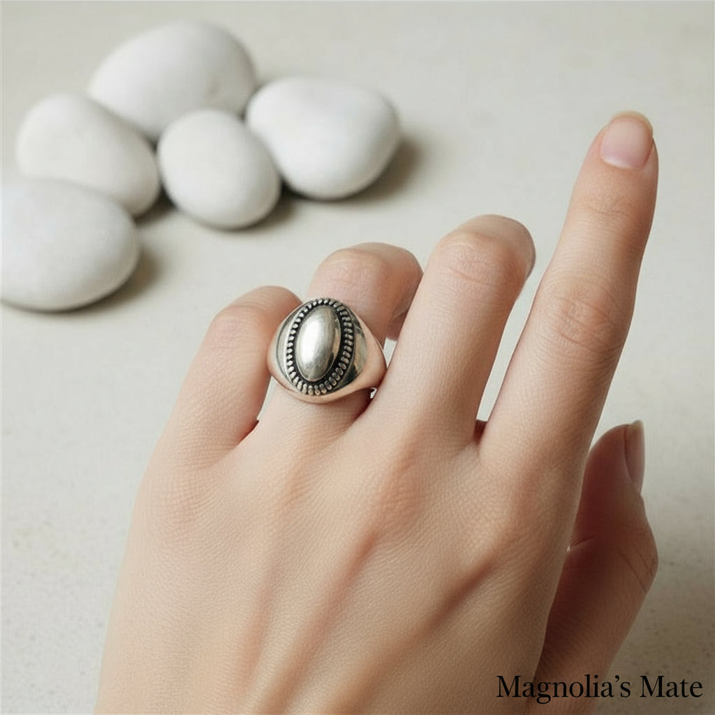 オーバルスカルプチャーリング　ゴールド/シルバー　【予約商品】
